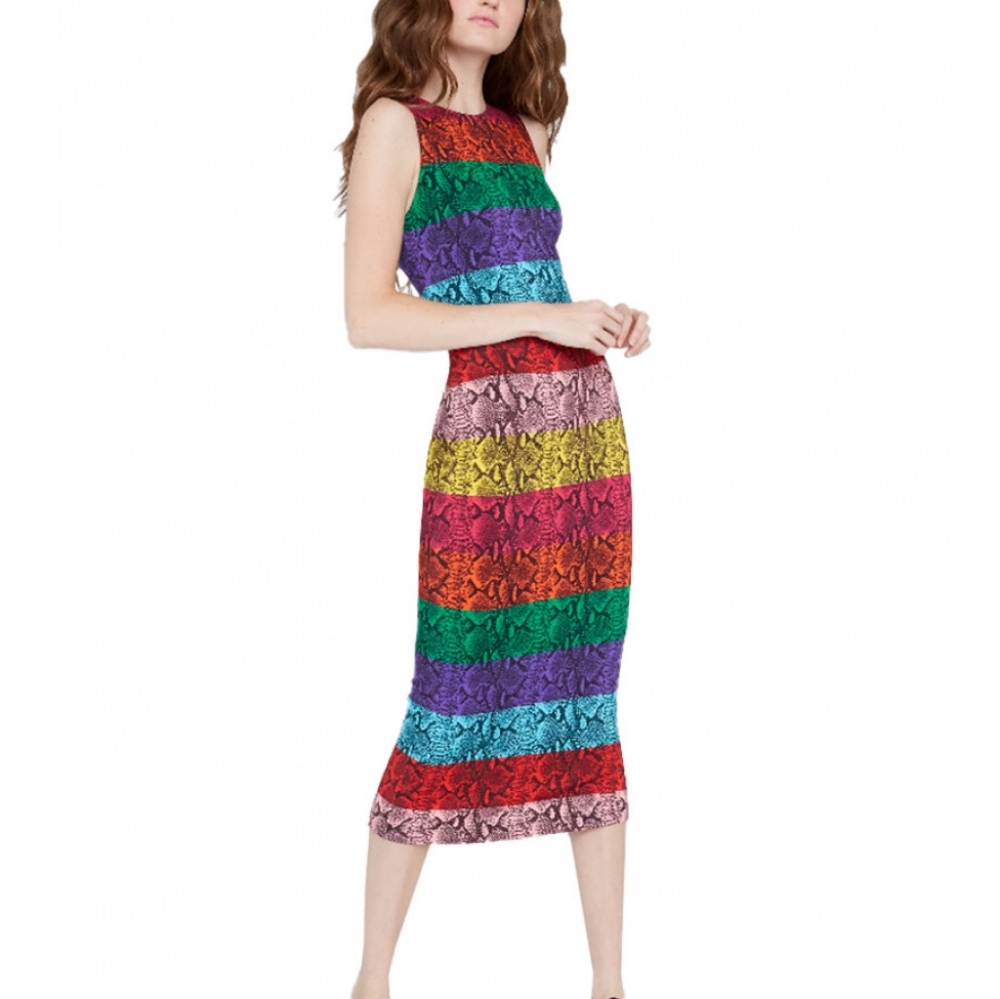Alice Olivia Delora Rainbow Dress Snake sz 8